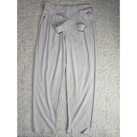 Athleta Womens Skyline II Pants Size 8 Beige Paperbag Tapered Belted Stretch - Picture 2 of 13